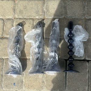 Threshold lot of 4 candle holders glass